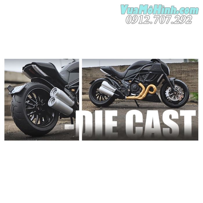 Mô hình tĩnh diecast xe mô tô 2 bánh gắn máy phân khối lớn ducati diavel carbon tỷ lệ 1:12 , đồ chơi xe moto thu nhỏ mini