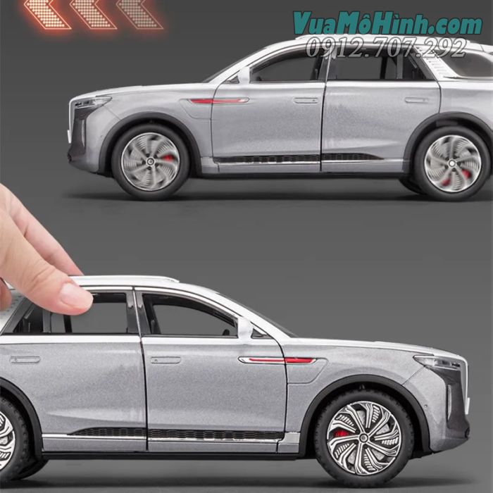 mô hình diecast tĩnh xe ô tô điện Hongqi E-HS9 tỷ lệ 1/24 , Siêu xe oto thu nhỏ 4 bánh đồ chơi chạy bằng điện