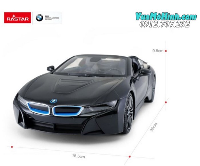 Mô hình xe BMW i8 Roadster siêu xe ô tô mui trần điều khiển từ xa tỷ lệ 1:12 Rastar, sóng điều khiển 2.4Ghz siêu khủng