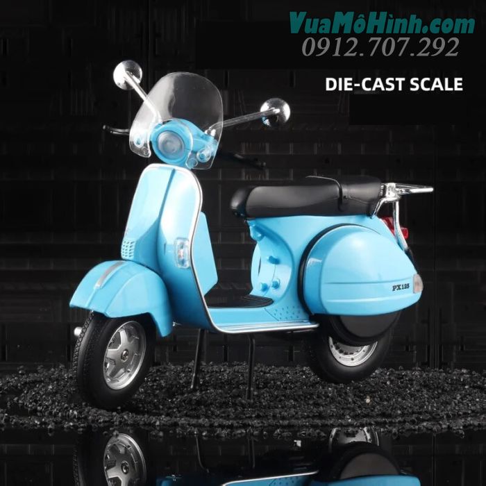 Mô hình tĩnh diecast xe mô tô 2 bánh gắn máy Vespa 125 tỷ lệ 1:10 , đồ chơi motor thu nhỏ mini