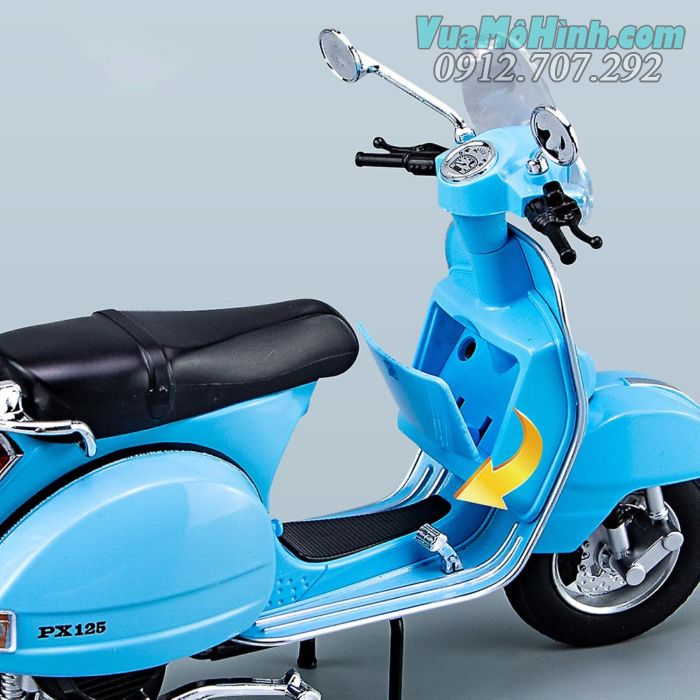 Mô hình tĩnh diecast xe mô tô 2 bánh gắn máy Vespa 125 tỷ lệ 1:10 , đồ chơi motor thu nhỏ mini