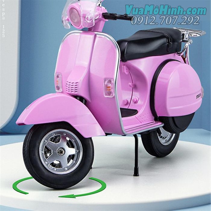 Mô hình tĩnh diecast xe mô tô 2 bánh gắn máy Vespa 125 tỷ lệ 1:10 , đồ chơi motor thu nhỏ mini