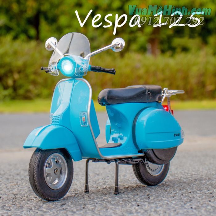 Mô hình tĩnh diecast xe mô tô 2 bánh gắn máy Vespa 125 tỷ lệ 1:10 , đồ chơi motor thu nhỏ mini