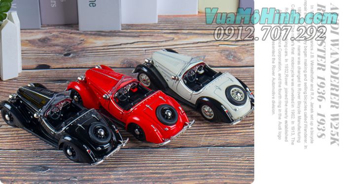 Mô hình tĩnh xe ô tô Audi Wanderer W25K Roadster 1936 tỉ lệ 1:32 vỏ kim loại