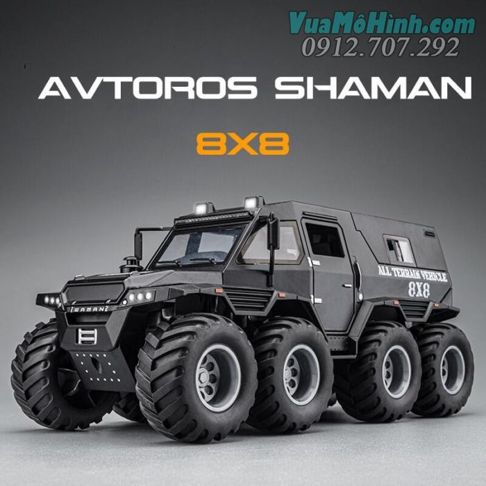 Mô hình tĩnh siêu xe ô tô Avtoros Shaman 8x8 , xe đồ chơi oto 4 bánh cứu thương thu nhỏ