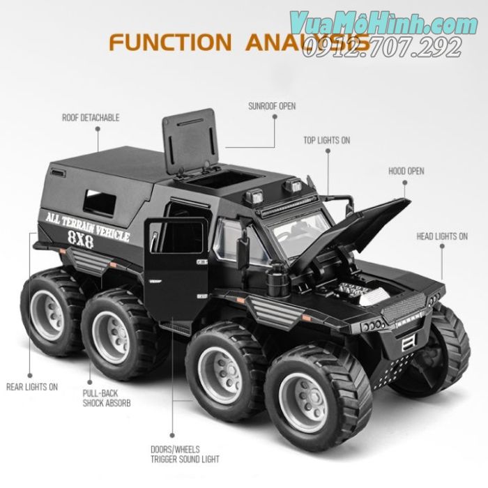 Mô hình tĩnh siêu xe ô tô Avtoros Shaman 8x8 , xe đồ chơi oto 4 bánh cứu thương thu nhỏ