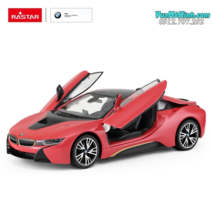 Mô hình xe BMW i8 siêu xe ô tô điều khiển từ xa 1:14 Rastar, sóng điều khiển 2.4Ghz chống trùng sóng, mở cửa tự động chỉ với một nút bấm