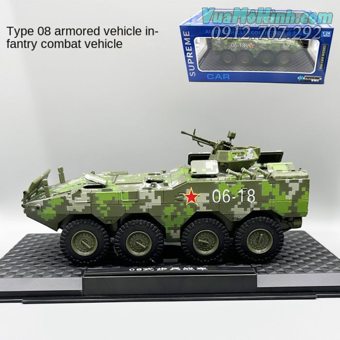 mô hình tĩnh diecast đồ chơi xe ô tô chiến đấu bọc thép quân đội type 08 tỷ lệ 1:32 , xe oto quân sự bằng hợp kim