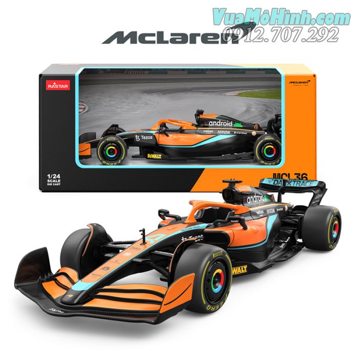 mô hình diecast siêu xe ô tô đua F1 McLaren MCL36 2022 tỷ lệ 1/24 , đồ chơi oto thu nhỏ 4 bánh bằng kim loại