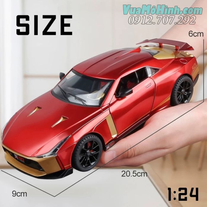 mô hình tĩnh diecast siêu xe điện sang ô tô 4 bánh Nissan GT-R50 tỷ lệ 1:24 , đồ chơi thu nhỏ mini trưng bày