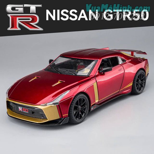 mô hình tĩnh diecast siêu xe điện sang ô tô 4 bánh Nissan GT-R50 tỷ lệ 1:24 , đồ chơi thu nhỏ mini trưng bày