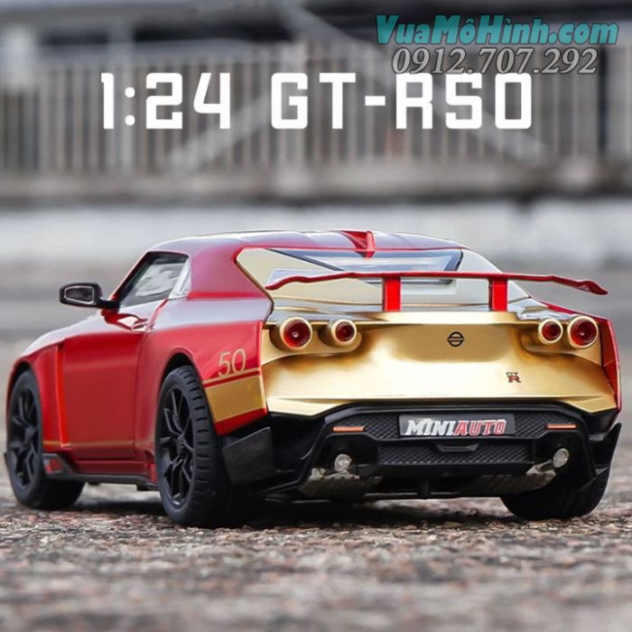 mô hình tĩnh diecast siêu xe điện sang ô tô 4 bánh Nissan GT-R50 tỷ lệ 1:24 , đồ chơi thu nhỏ mini trưng bày