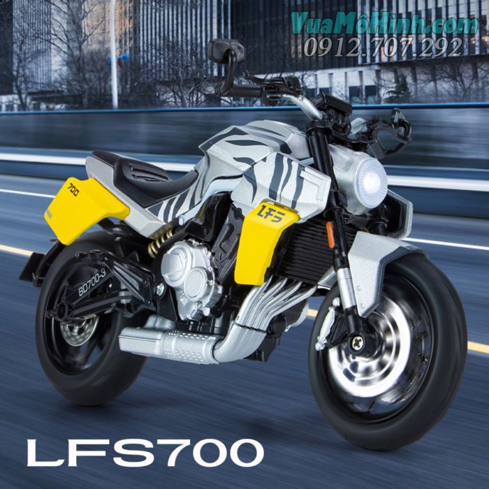 mô hình diecast tĩnh siêu xe 2 bánh gắn máy mô tô phân khối lớn Benda LFS700 tỷ lệ 1:12 , xe motor đồ chơi thu nhỏ mini