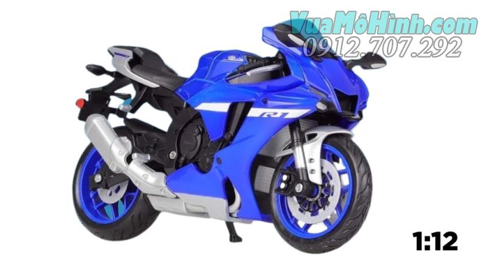 mô hình tĩnh diecast xe mô tô 2 bánh gắn máy phân khối lớn Yamaha YZF-R1 2021 tỷ lệ 1:12 , đồ chơi xe moto thu nhỏ mini