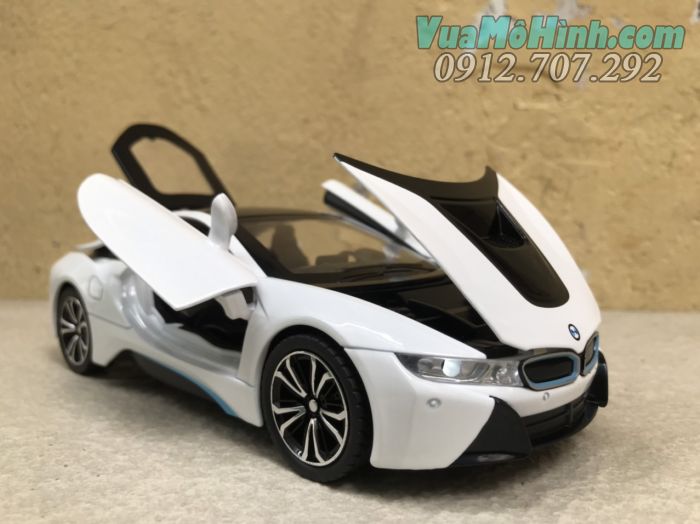 mô hình tĩnh diecast siêu xe sang ô tô 4 bánh bmw i8 , đồ chơi thu nhỏ xe oto trưng bày 