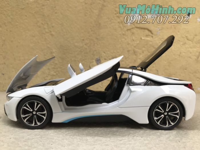 mô hình tĩnh diecast siêu xe sang ô tô 4 bánh bmw i8 , đồ chơi thu nhỏ xe oto trưng bày 