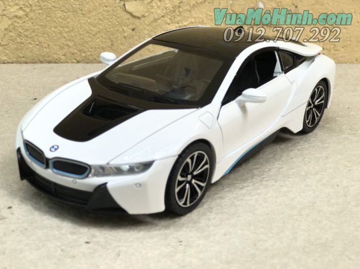 mô hình tĩnh diecast siêu xe sang ô tô 4 bánh bmw i8 , đồ chơi thu nhỏ xe oto trưng bày 