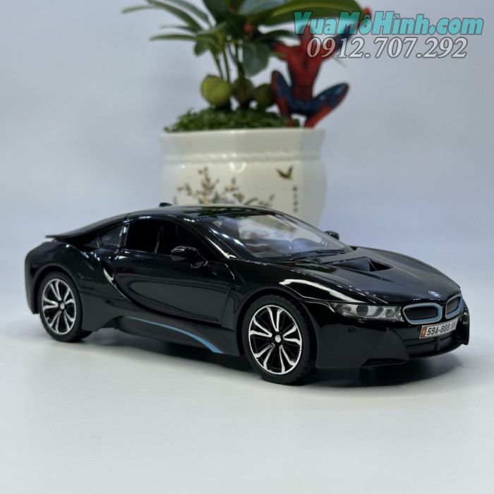 mô hình tĩnh diecast siêu xe sang ô tô 4 bánh bmw i8 , đồ chơi thu nhỏ xe oto trưng bày 