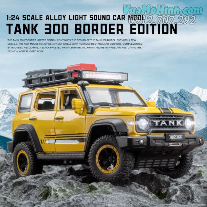 mô hình tĩnh diecast xe ô tô SUV Tank 300 2024 tỷ lệ 1:24 , đồ chơi xe hơi oto 4 bánh bằng kim loại