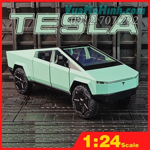 mô hình diecast tĩnh đồ chơi siêu xe ô tô điện thu nhỏ tesla cybertruck tỷ lệ 1:24 , oto mini trưng bày có kèm xe máy