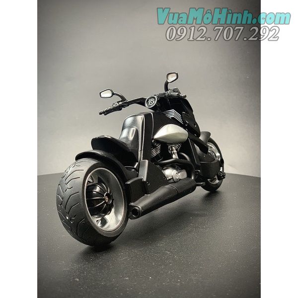 mô hình tĩnh diecast xe mô tô 2 bánh gắn máy phân khối lớn yamaha travertson v-rex black tỷ lệ 1:12 , xe moto đồ chơi thu nhỏ mini