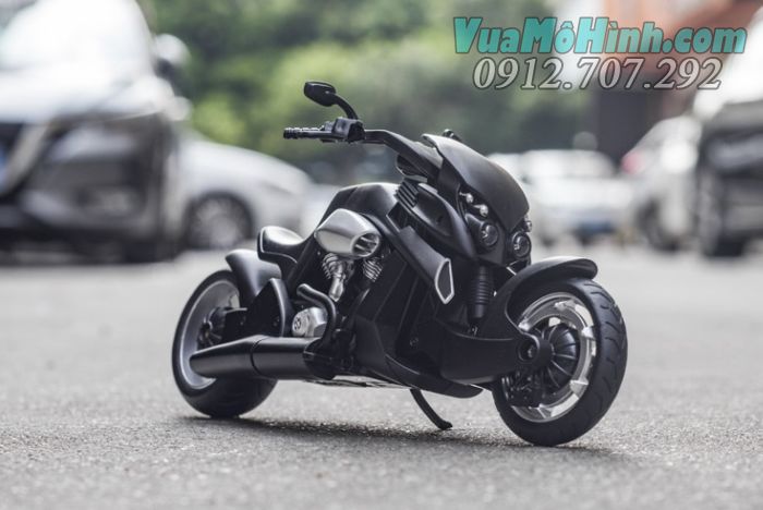 mô hình tĩnh diecast xe mô tô 2 bánh gắn máy phân khối lớn yamaha travertson v-rex black tỷ lệ 1:12 , xe moto đồ chơi thu nhỏ mini