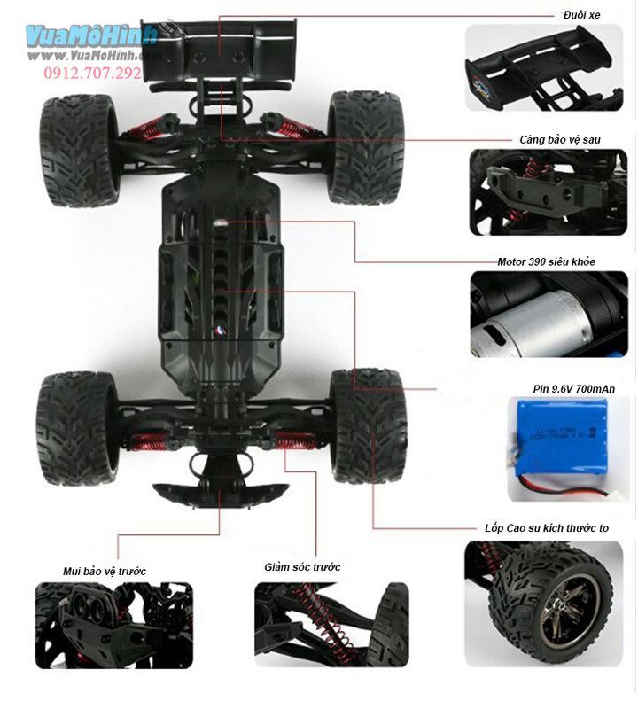 đồ chơi mô hình xe hơi monster truck s912 xe ô tô đua địa hình 9116 off road điều khiển từ xa chống nước tốc độ cao