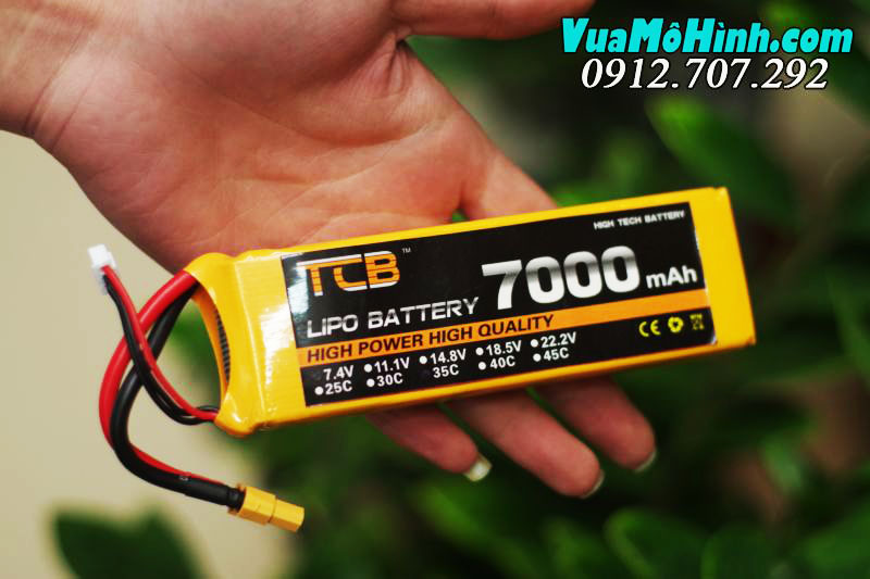 Pin TCB Lipo 2S 7.4V 7000mAh 35C jack T XT60 XT60H dung lượng cao