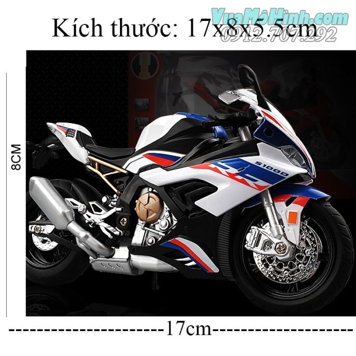 mô hình tĩnh diecast xe mô tô 2 bánh gắn máy phân khối lớn Honda BMW S1000RR tỷ lệ 1:12 , đồ chơi xe motor thu nhỏ mini