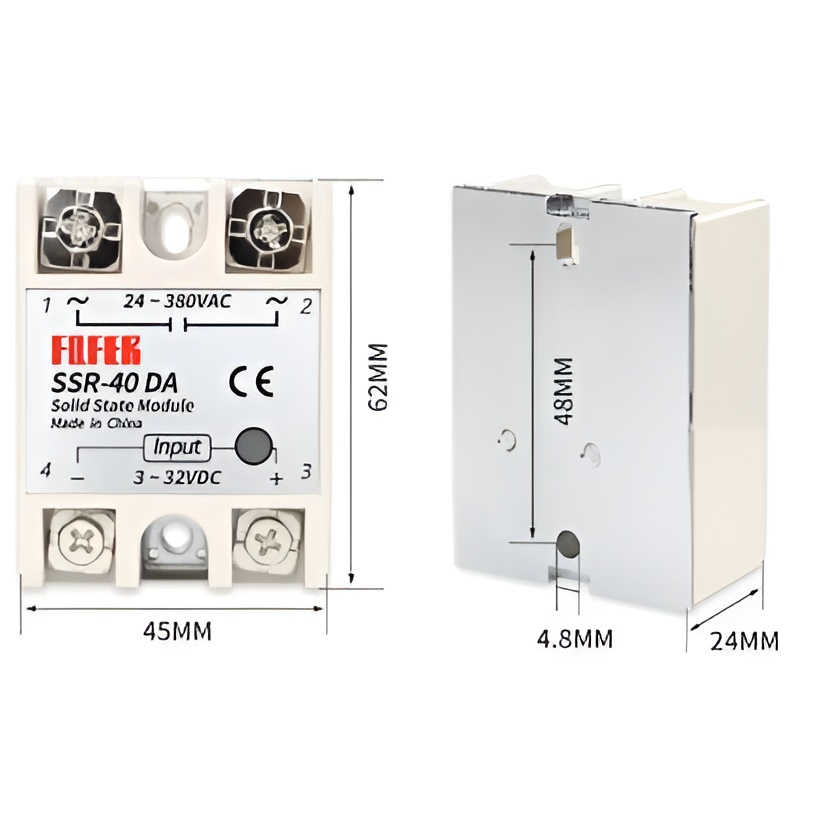 rơ le bán dẫn trạng thái rắn FQFER ( Tương tự FOTEK ) , relay solid state cách li SSR-40DA , role ssr điện áp dòng điện 220V 40A 40ampe