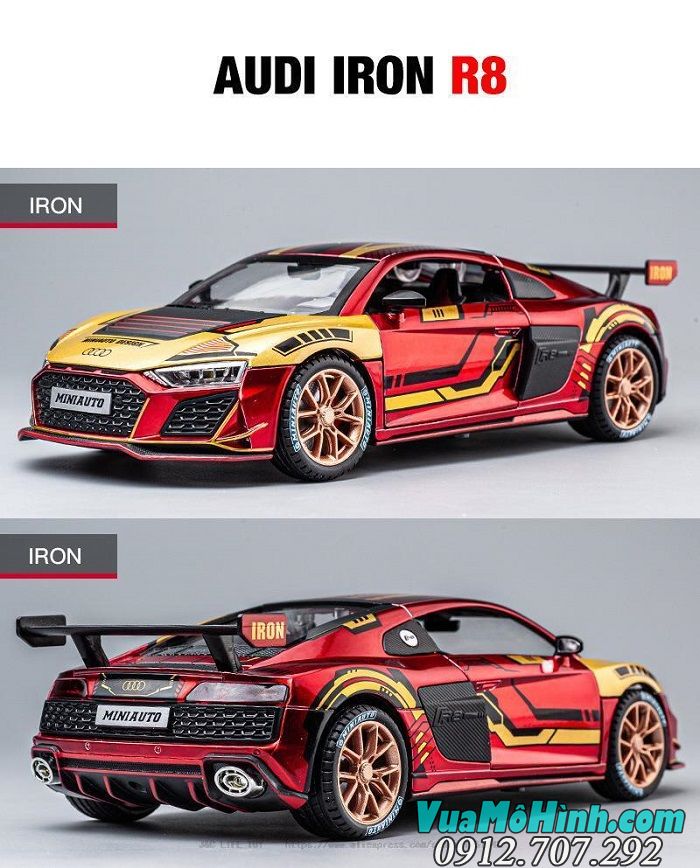 Mô Hình Xe Hơi Thể Thao Audi R8 Iron Man tỉ lệ 1/24 hãng Miniauto