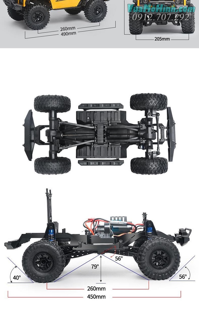 Hb Zp1005 - Xe địa hình điều khiển từ xa Rock Crawler ZP1005 cỡ lớn tỉ lệ 1/10