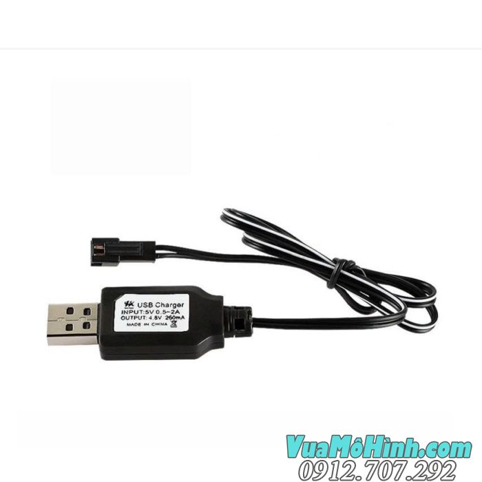 Dây sạc USB 4.8V jack SM 2P cho xe điều khiển từ xa