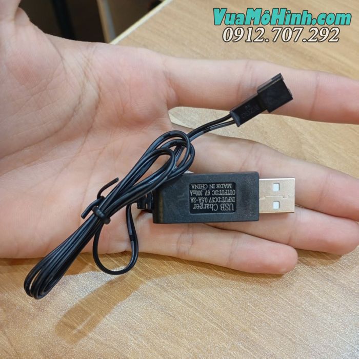 Dây sạc USB 6V jack SM 2P cho xe điều khiển từ xa