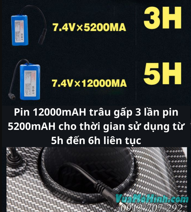 Pin tàu thả thính loại dung lượng cao 2S 7.4V 12000mAh