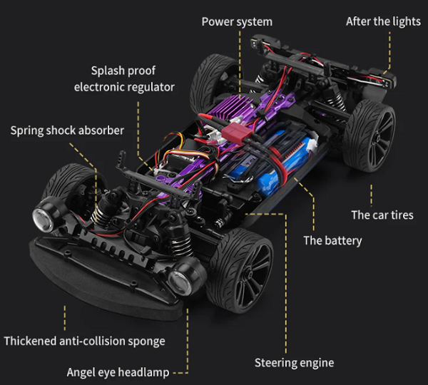 Xe drift điều khiển từ xa SUCHIYU SCY 16303 RC tỉ lệ 1/16 4WD Retro Muscle Car RTR