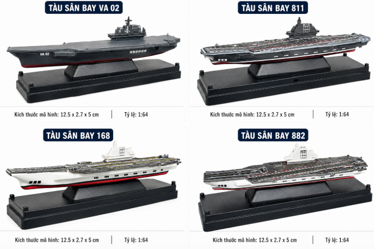 Bộ mô hình tàu sân bay chiến đấu tỉ lệ 1:64 hợp kim cao cấp, quà tặng, trưng bày
