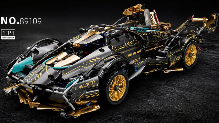 Mô hình lắp ráp xe đua thể thao Hypercar V12 building blocks, lắp ghép siêu xe thể thao, lego 