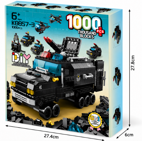 Bộ đồ chơi lắp ráp xe cảnh sát 6in1 SWAT mô hình xe quân sự lắp ghép lego biến hình cho bé trai hà nội