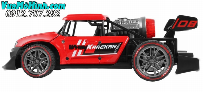 xe đua phun nhả khói vỏ kim loại thép điều khiển từ xa 