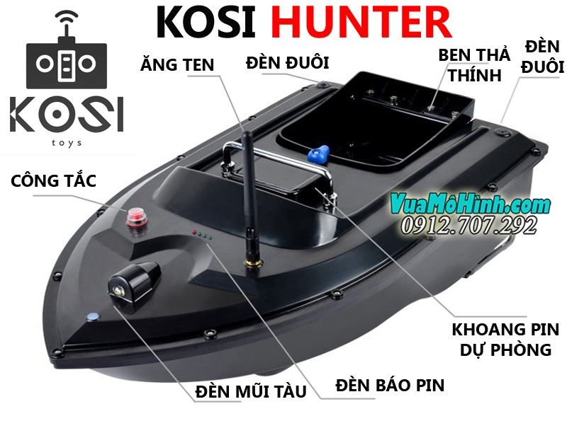 Tàu thả thính điều khiển từ xa Kosi Hunter , thuyền câu thả thính xa bờ