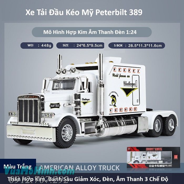 Mô Hình Xe Tải Đầu Kéo Heavy Truck Mỹ Hợp Kim Tỉ Lệ 1:24