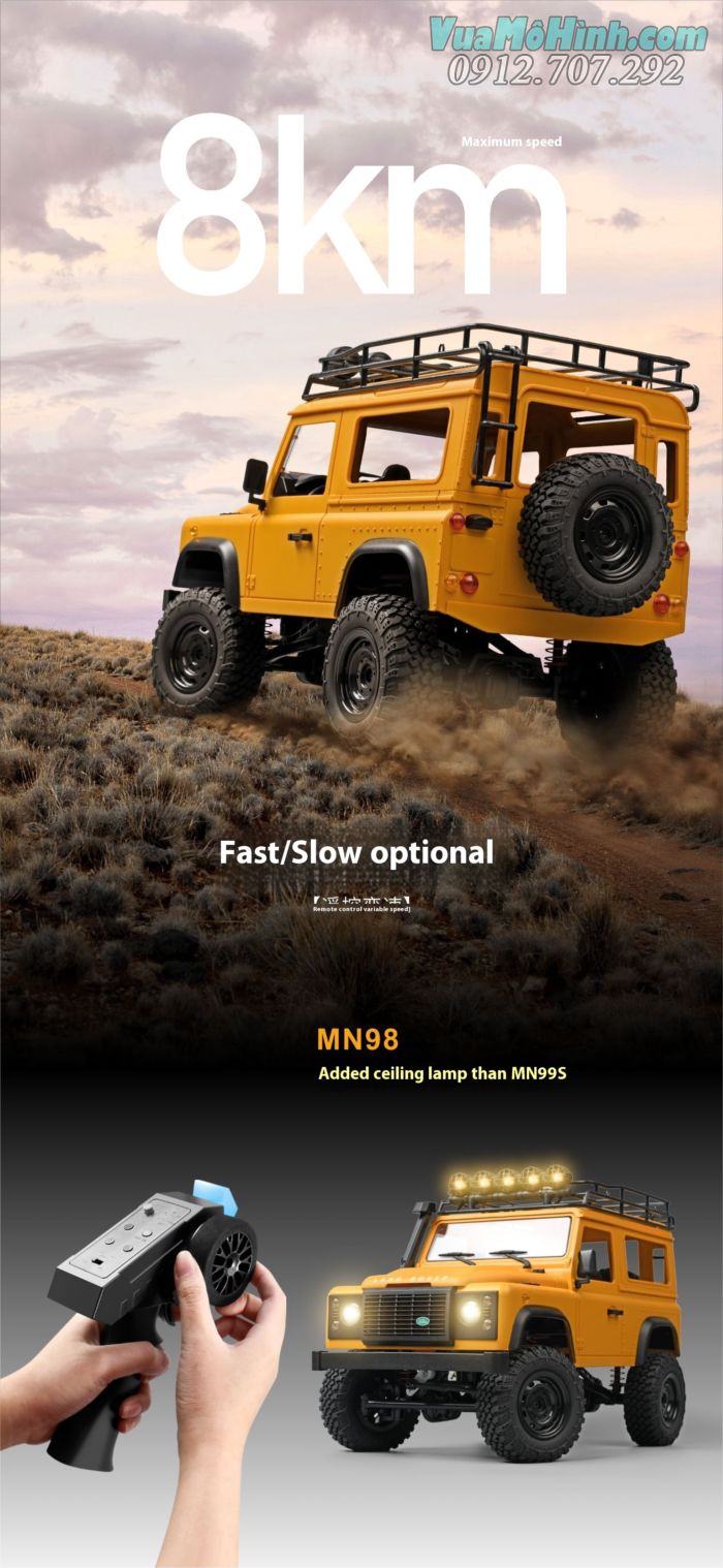 Xe ô tô địa hình điều khiển từ xa RC MN99S2 (Mn99S Ver 2) Land Rover Defender D90 Rock Jeep