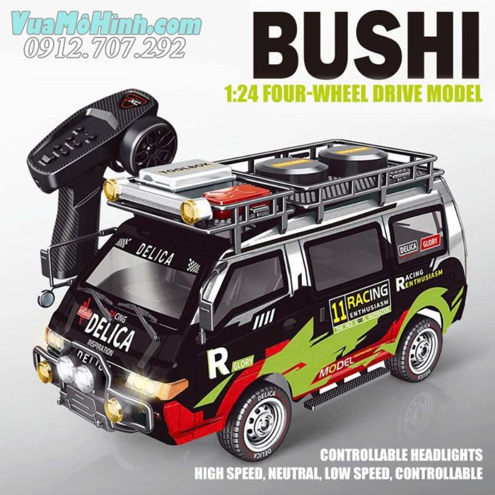 "Xe điều khiển từ xa Delica 4WD hộp số cơ khí đa chế độ phiên bản địa hình 1/24 
