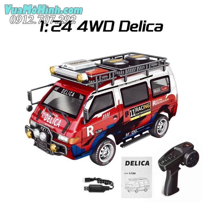 "Xe điều khiển từ xa Delica 4WD hộp số cơ khí đa chế độ phiên bản địa hình 1/24 
