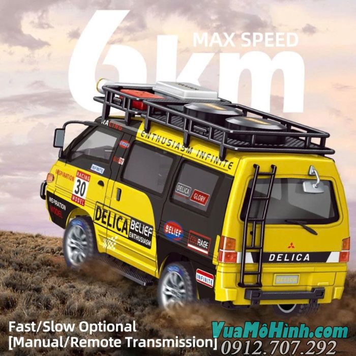 "Xe điều khiển từ xa Delica 4WD hộp số cơ khí đa chế độ phiên bản địa hình 1/24 