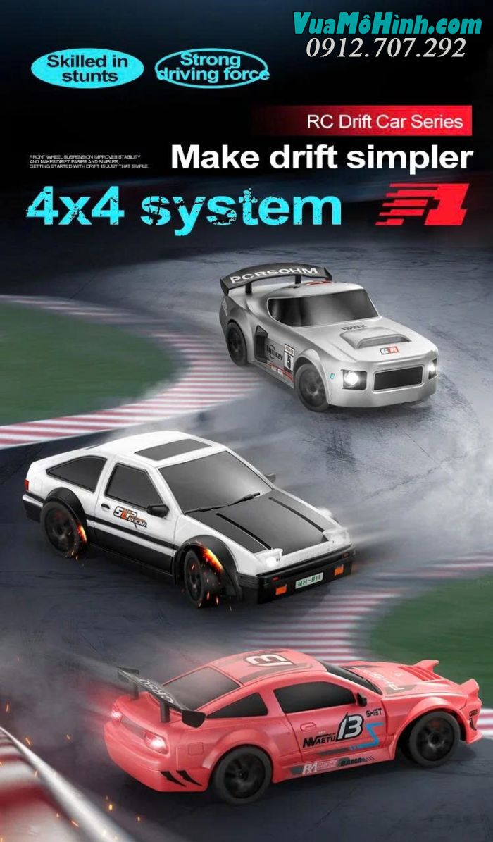 Xe điều khiển từ xa drift S811 S812 S813 / RC GTR tỷ lệ 1/24 2.4Ghz ,có đèn Led 