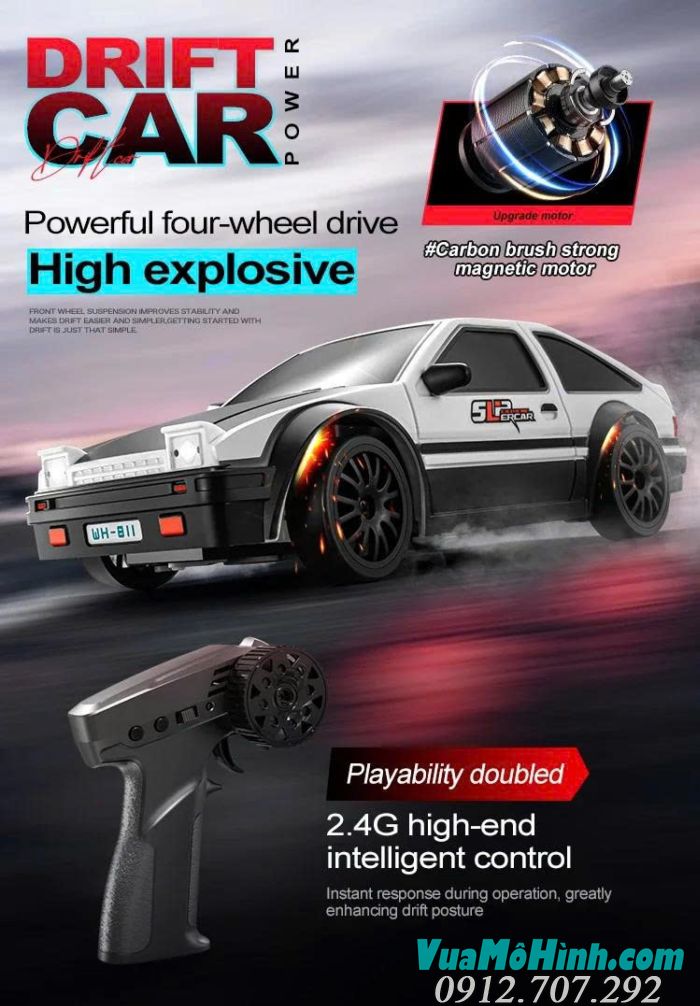 Xe điều khiển từ xa drift S811 S812 S813 / RC GTR tỷ lệ 1/24 2.4Ghz ,có đèn Led 