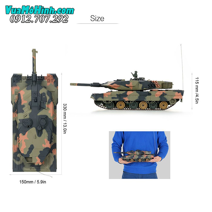 xe tăng mô hình điều khiển từ xa rc tank heng long leopard 2a5 iia5 3809 1/24