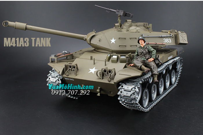 xe tăng điều khiển từ xa mô hình rc tank heng long us m41a3 3839 3839-1 pro xích kim loại